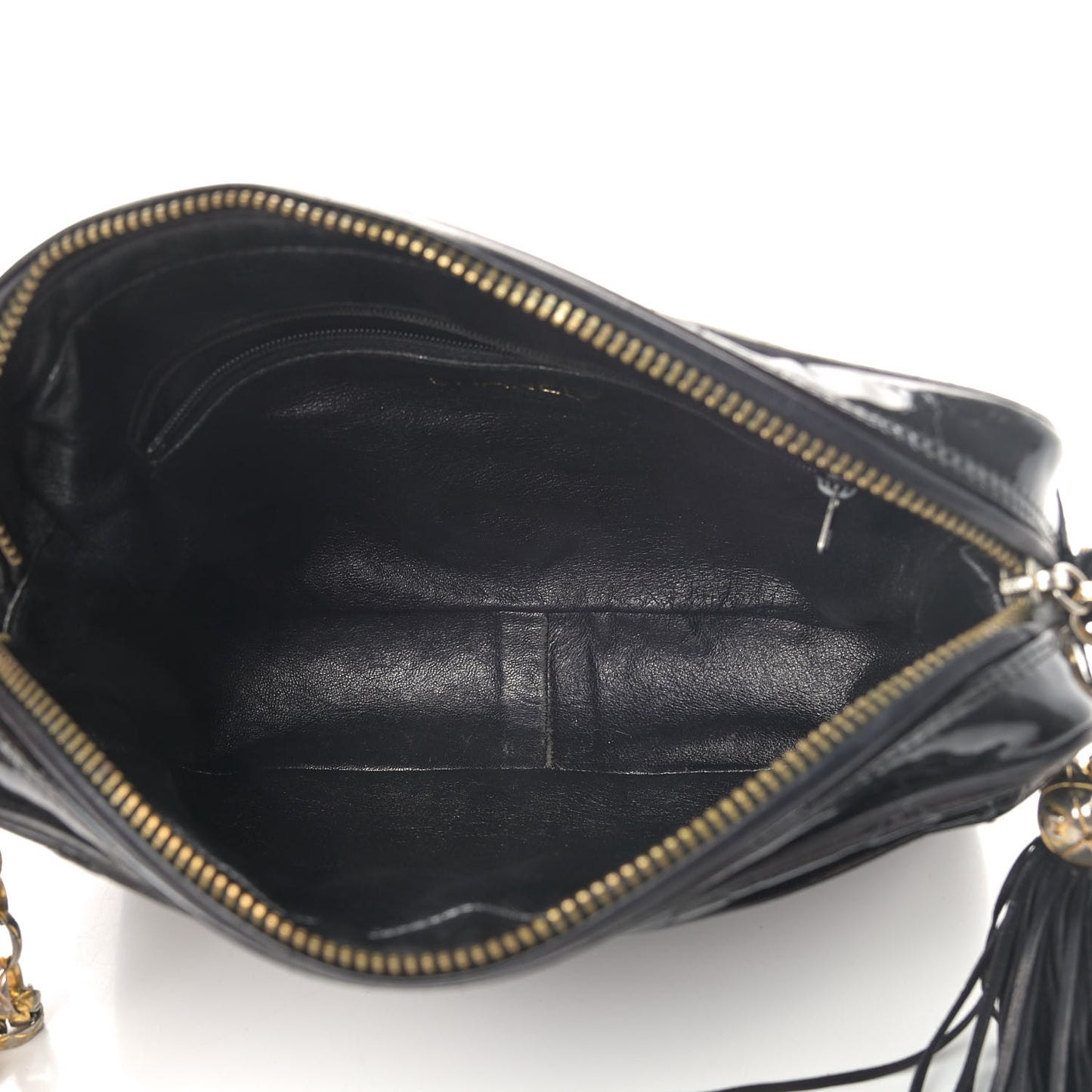 Patent Quilted Tassel Camera Case Black