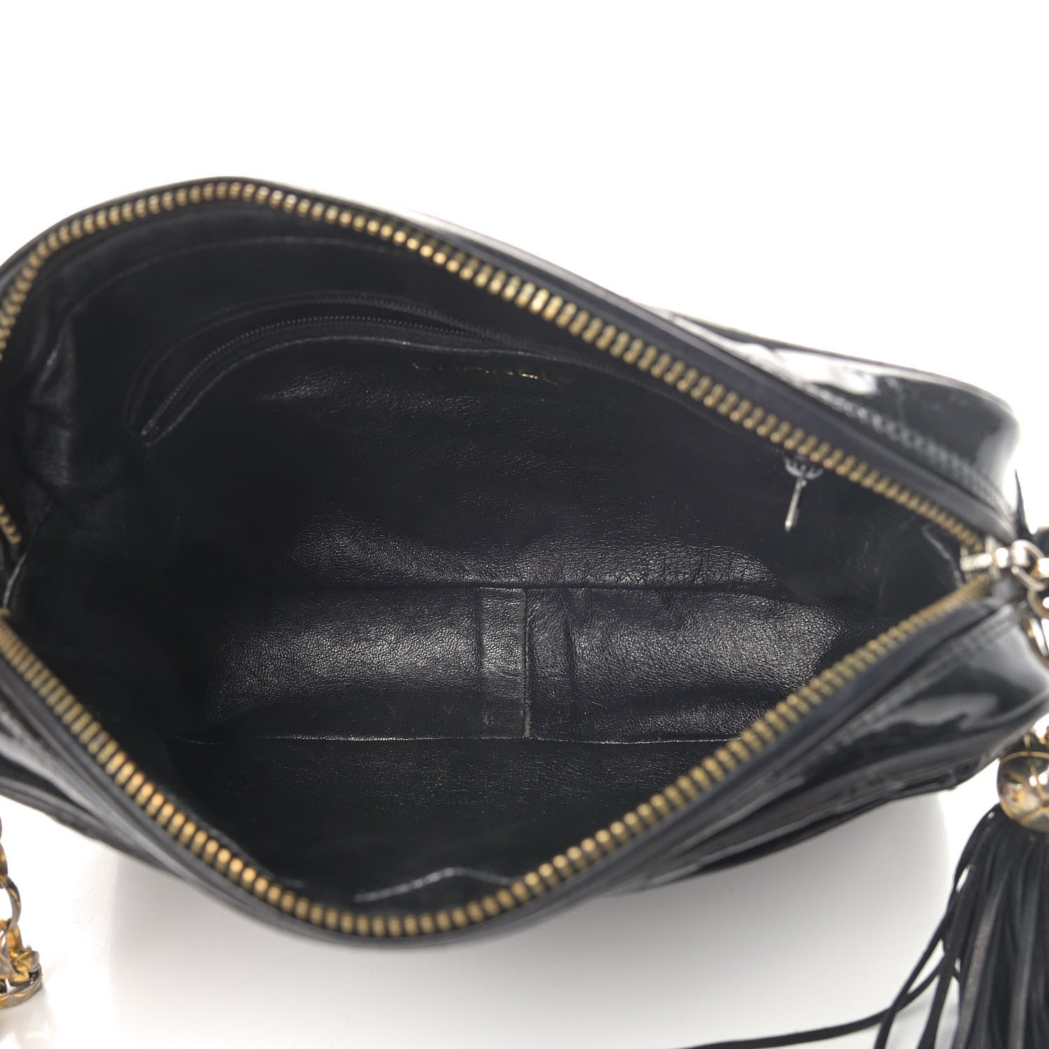 Chanel Patent Quilted Tassel Camera Case Black 3 of 9