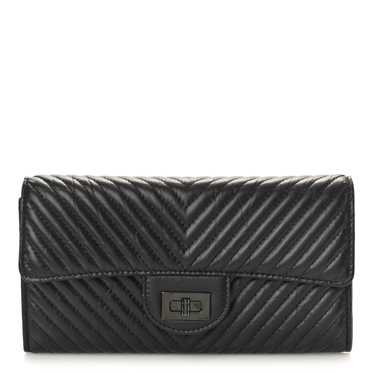 Aged Calfskin Quilted Large Reissue Gusset Flap Wallet So Black
