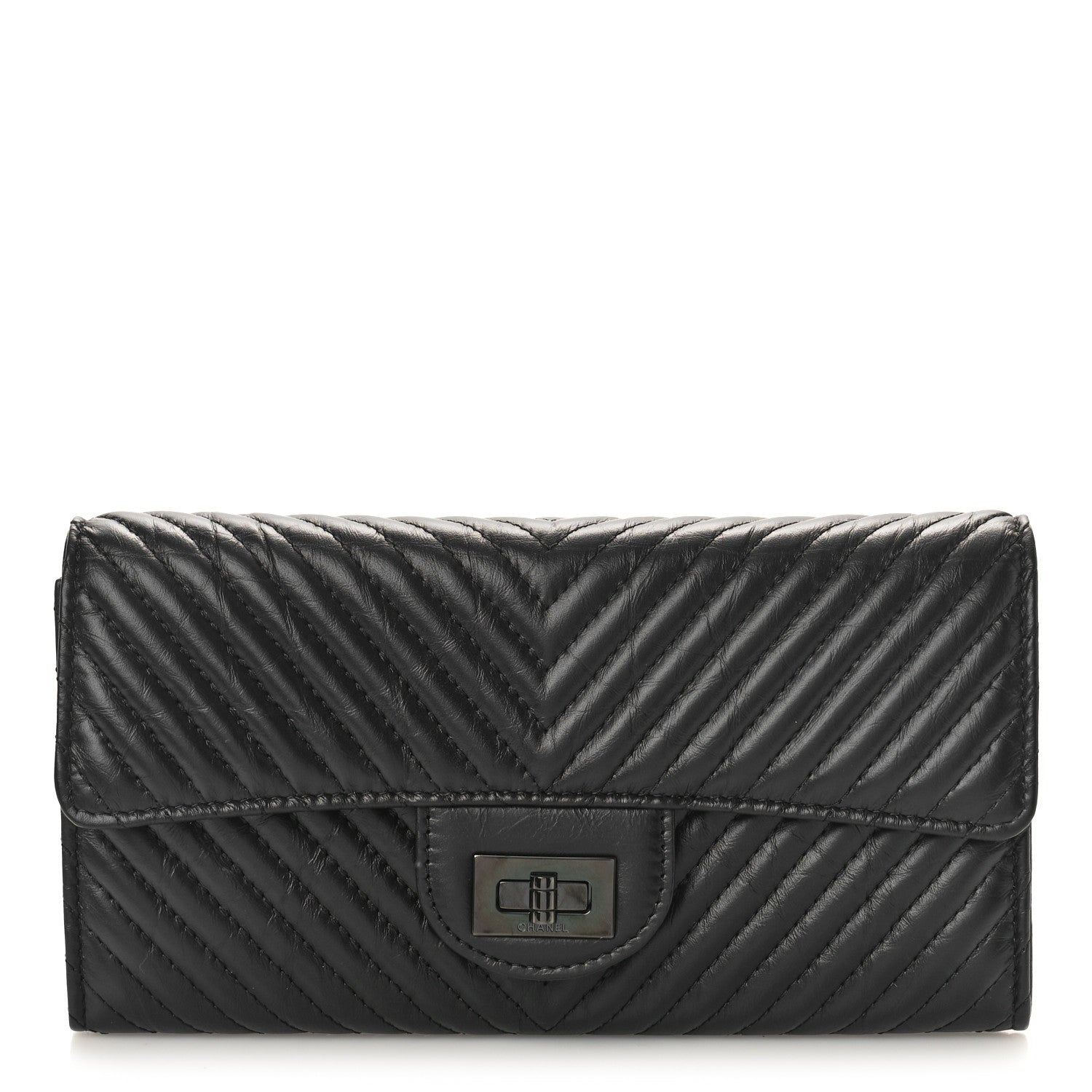 Chanel Aged Calfskin Quilted Large Reissue Gusset Flap Wallet So Black 1 of 9