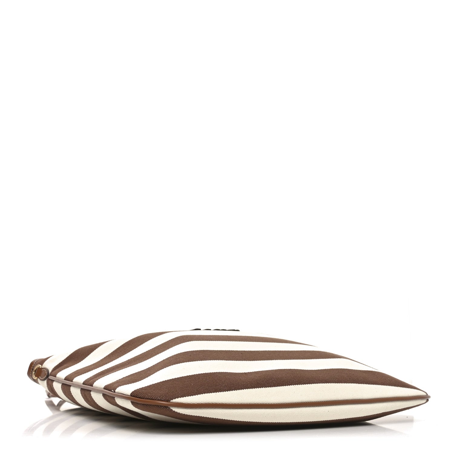 Miu Miu Canvas Calfskin Striped Ivy  Cacao Naturale 4 of 9