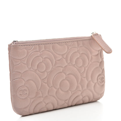Chanel Goatskin Camellia Embossed Cosmetic Pouch Light Pink 3 of 8