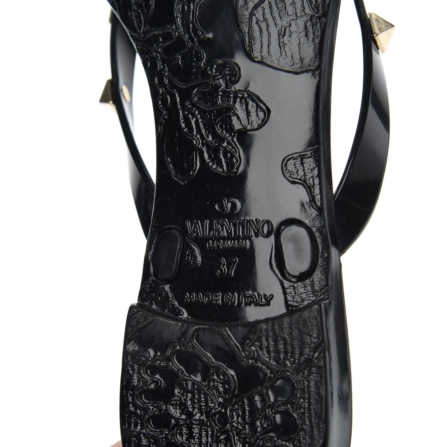 Valentino Garavani PVC Jelly Rockstud Bow Thong Sandals 37 Black 7 of 13