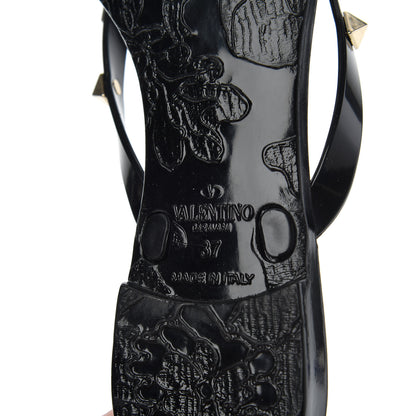 Valentino Garavani PVC Jelly Rockstud Bow Thong Sandals 37 Black 7 of 13