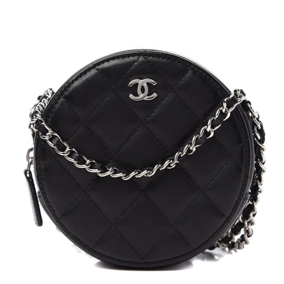 Chanel Lambskin Quilted Round Clutch With Chain Black 1 of 11