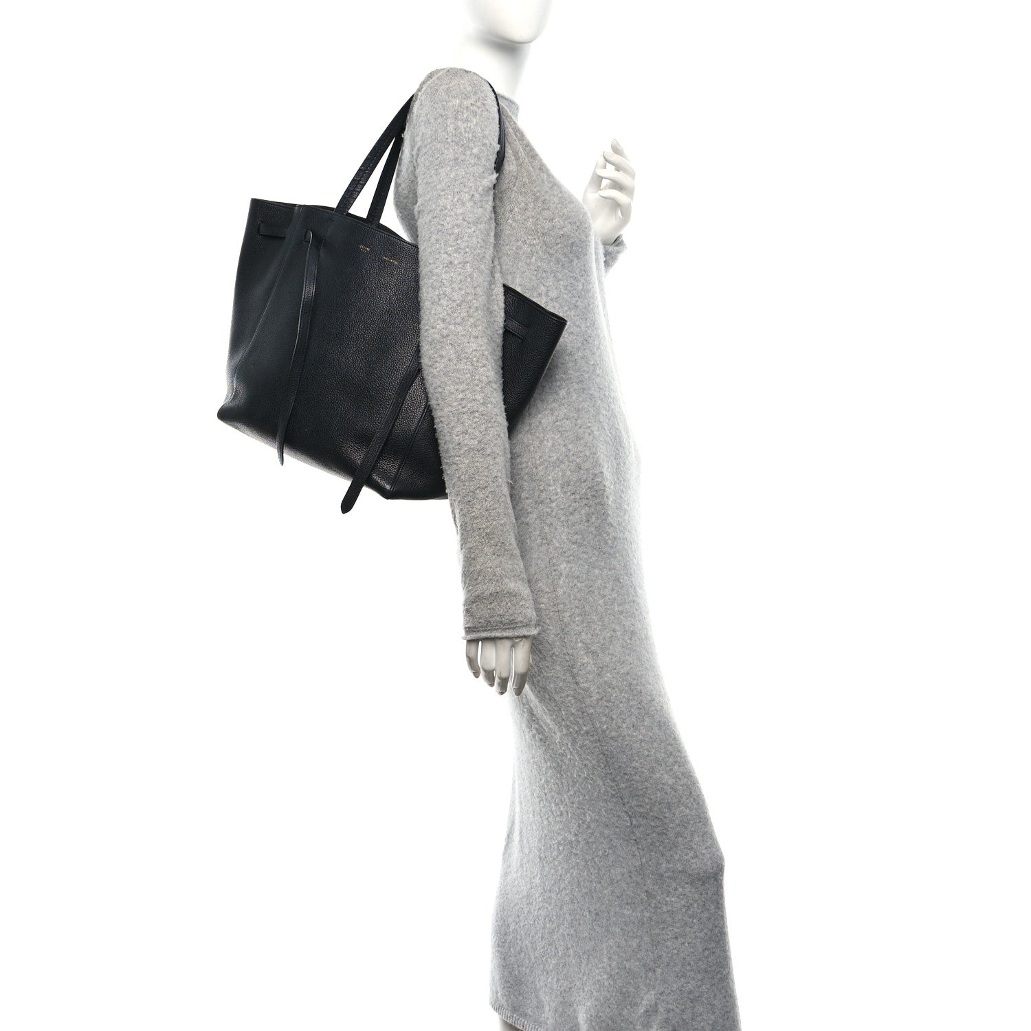 Celine Soft Grained Calfskin Small Belt Cabas Phantom Black 2 of 11