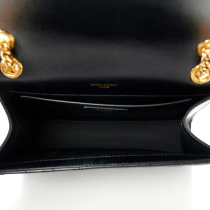 Saint Laurent Grain De Poudre Matelasse Chevron Medium Monogram Satchel Black 5 of 11