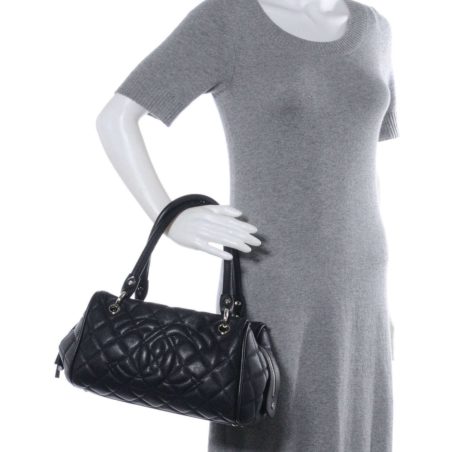 Chanel Caviar Quilted Timeless Bowler Black 2 of 8
