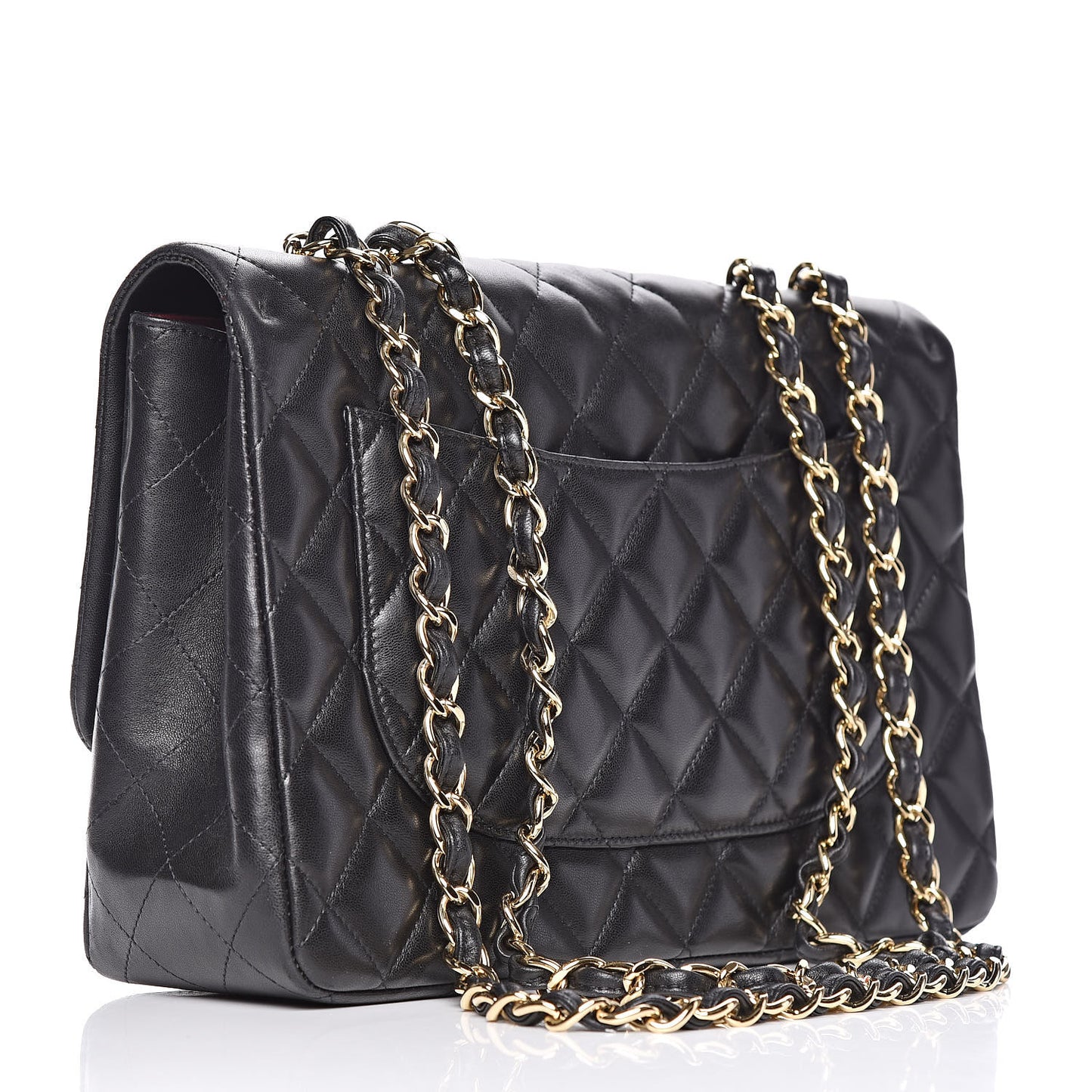 Lambskin Quilted Jumbo Single Flap Black