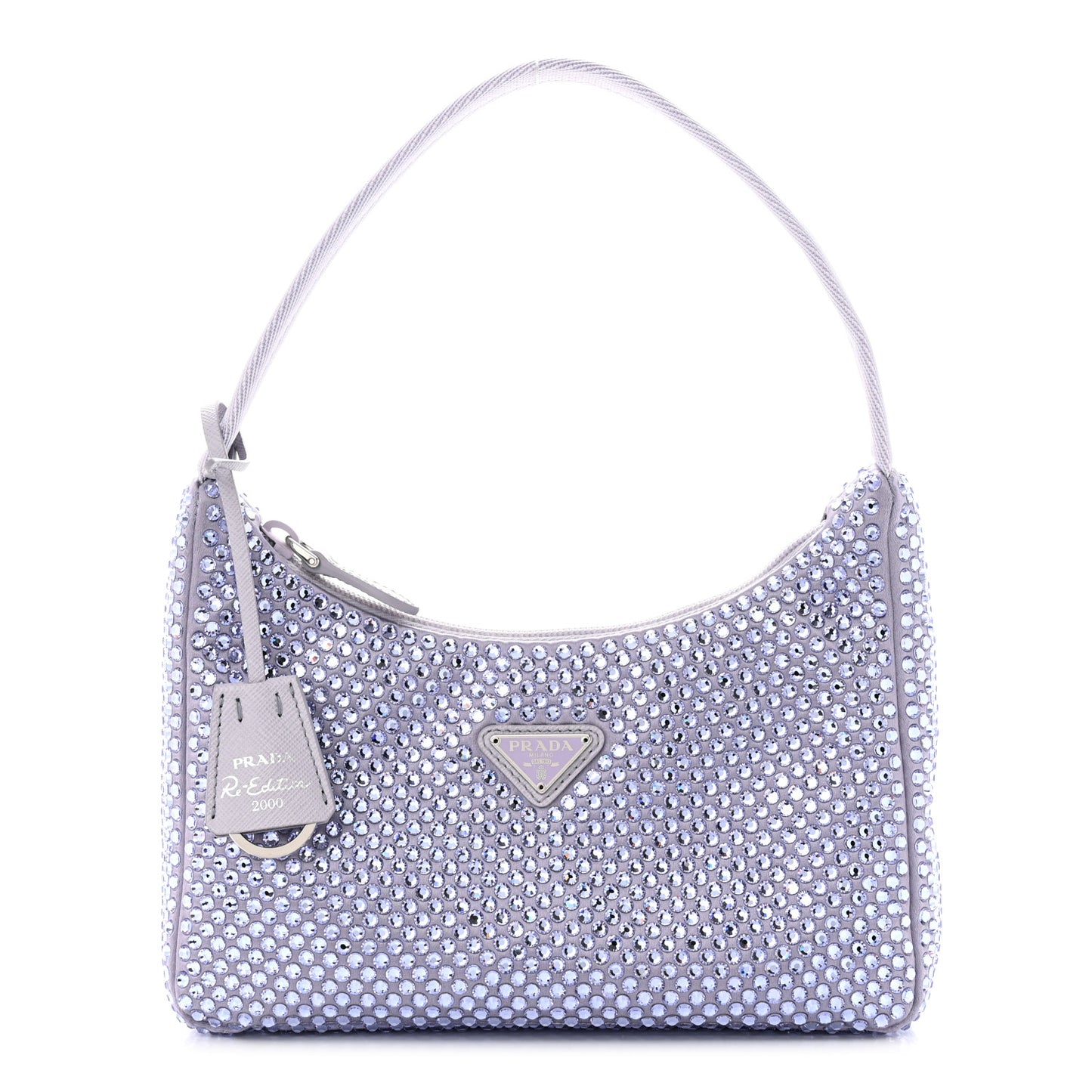 Satin Crystal Mini Re-Edition 2000 Bag Glicine