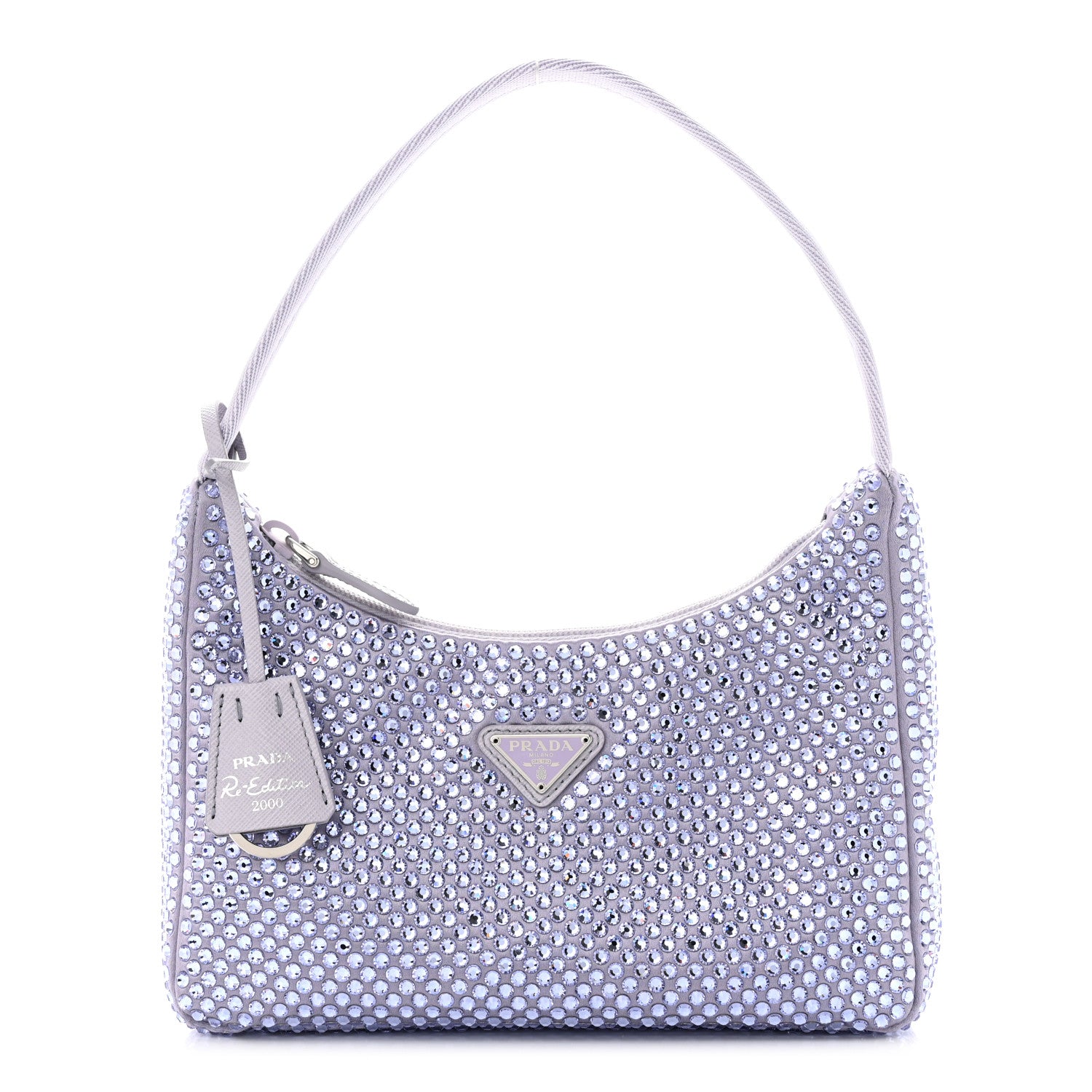 Prada Satin Crystal Mini Re-Edition 2000 Bag Glicine 1 of 10