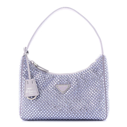 Prada Satin Crystal Mini Re-Edition 2000 Bag Glicine 1 of 10