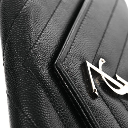 Saint Laurent Grain De Poudre Matelasse Chevron Monogram Flap Wallet Black 14 of 16