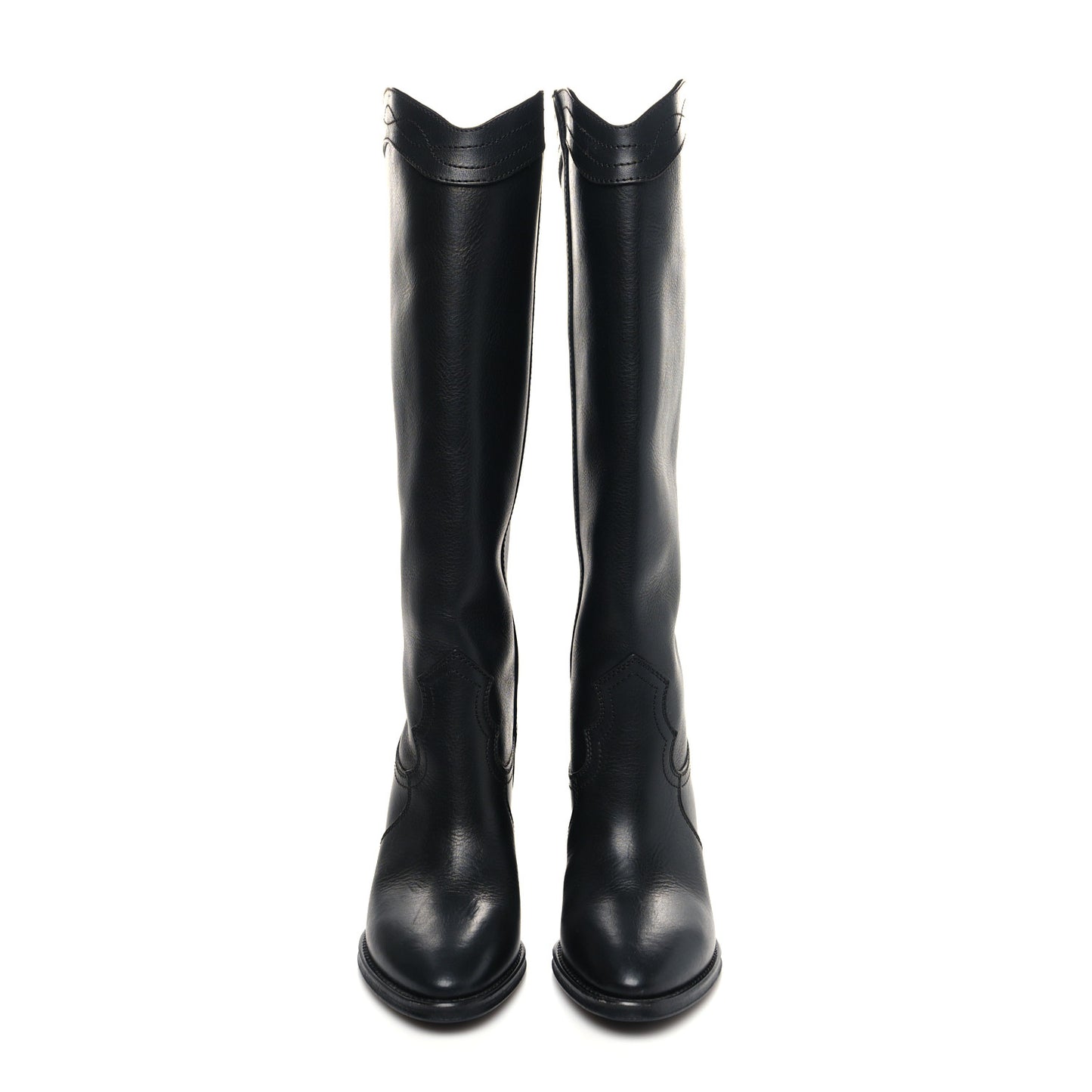 Calfskin Kate 60 Western Knee High Boots 37 Black