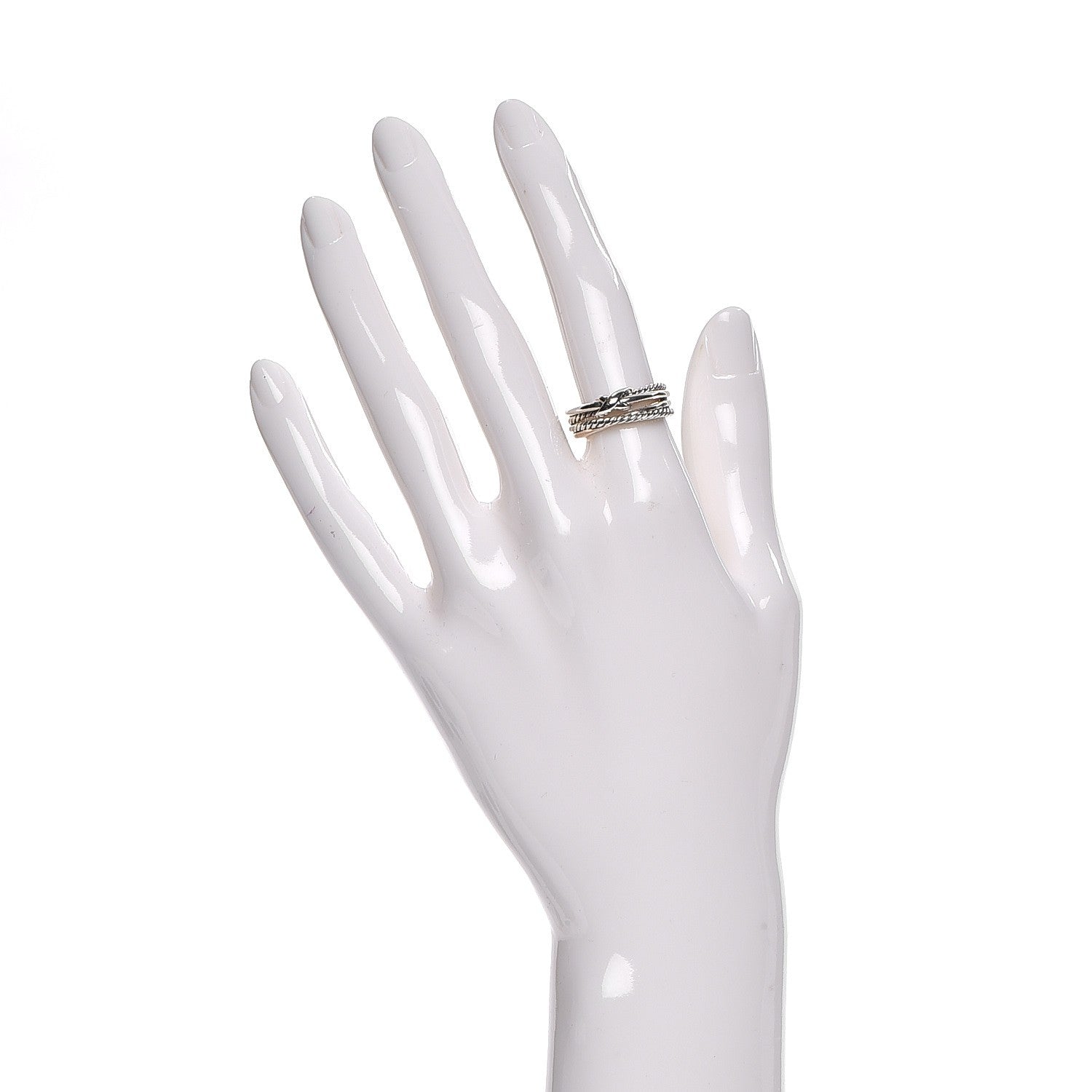 David Yurman Sterling Silver 18K White Gold 6mm X Crossover Ring 6 2 of 7