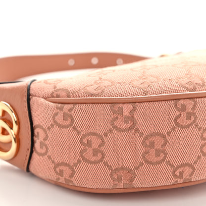 Gucci GG Supreme Monogram Textured Calfskin Web Mini Ophidia Half Moon Hobo Rose Pink 9 of 10