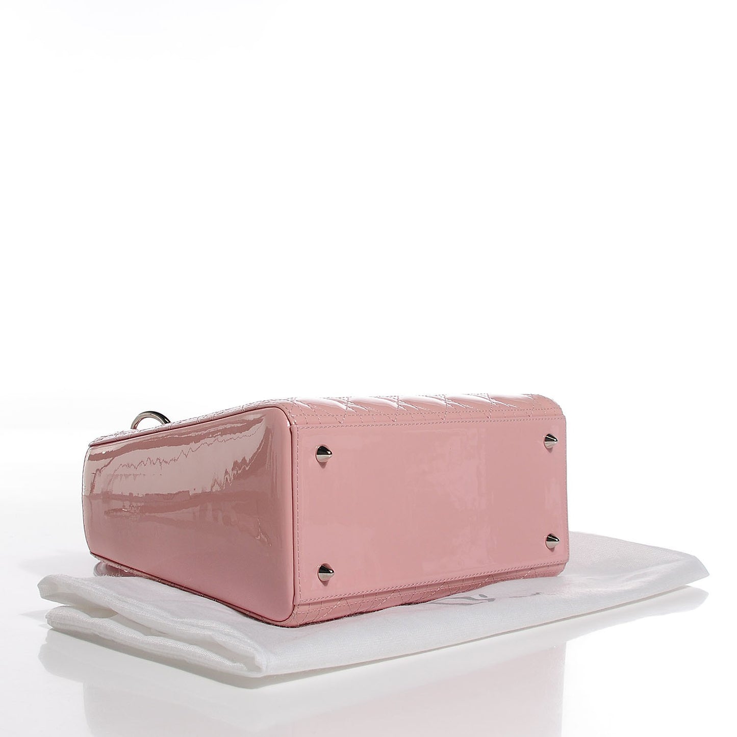 Patent Cannage Medium Lady Dior Rose Clair