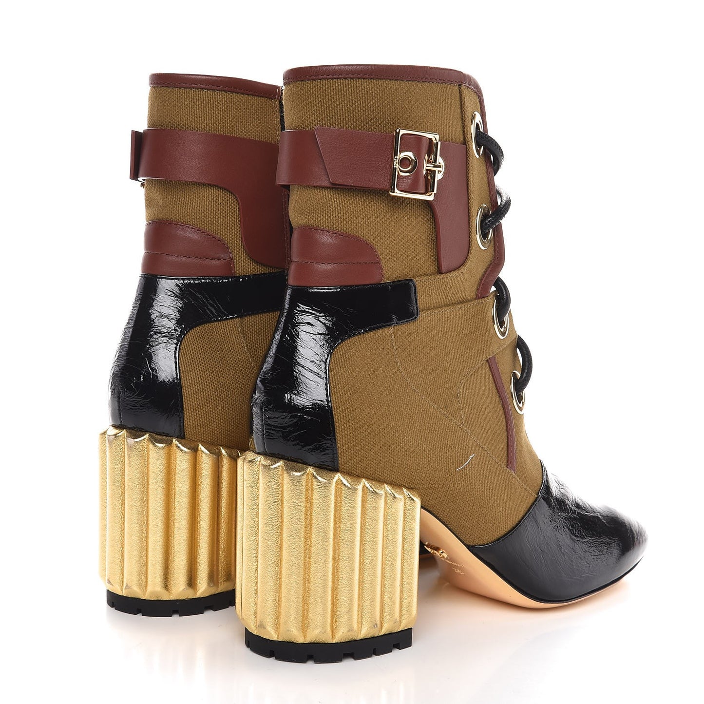 Canvas Glorious Lace Up Ankle Boots 38 Olive