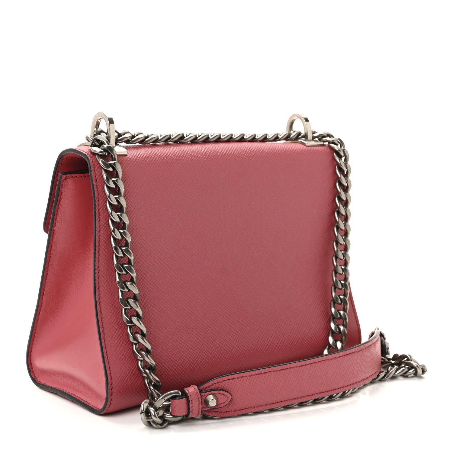 Prada Saffiano Cuir Calfskin Monochrome Envelope Flap Chain Shoulder Bag Bruyere 3 of 9
