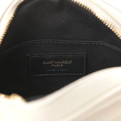 Saint Laurent Grain De Poudre Matelasse Chevron Quilted Round Vinyle Camera Bag Blanc Vintage 6 of 9