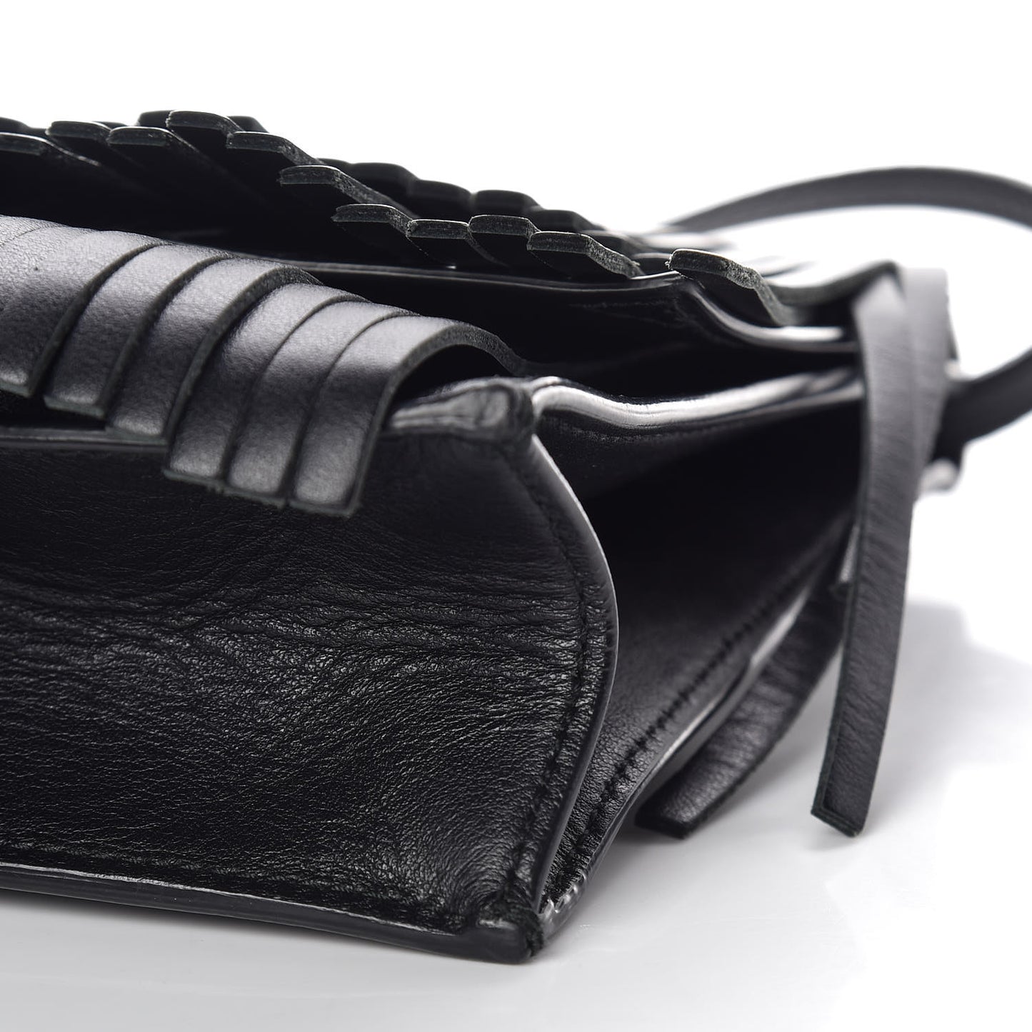 Calfskin Small Fringe Lunch Bag Black