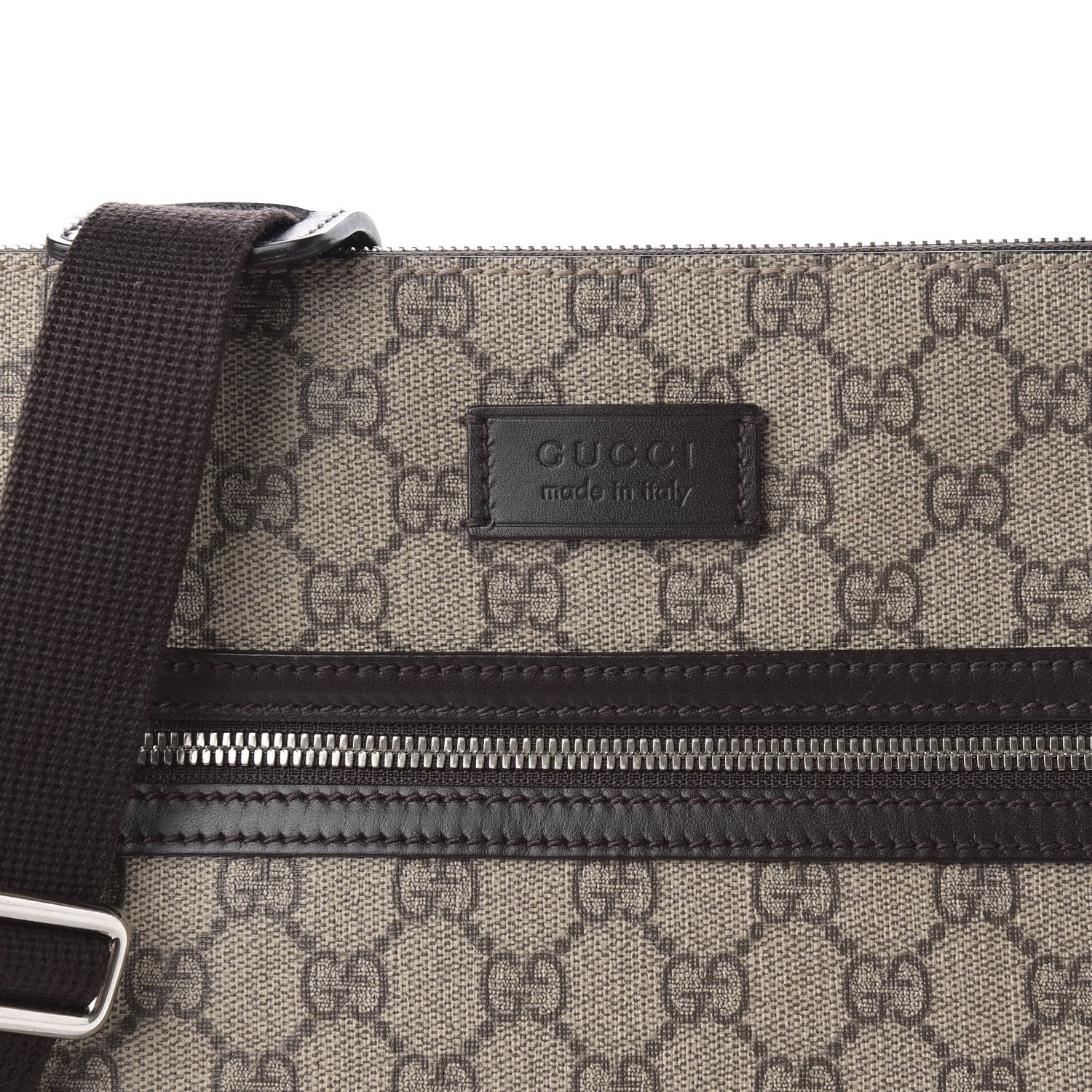 Gucci GG Supreme Monogram Medium Flat Messenger Bag Beige Brown 10 of 10