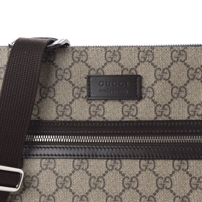 Gucci GG Supreme Monogram Medium Flat Messenger Bag Beige Brown 10 of 10