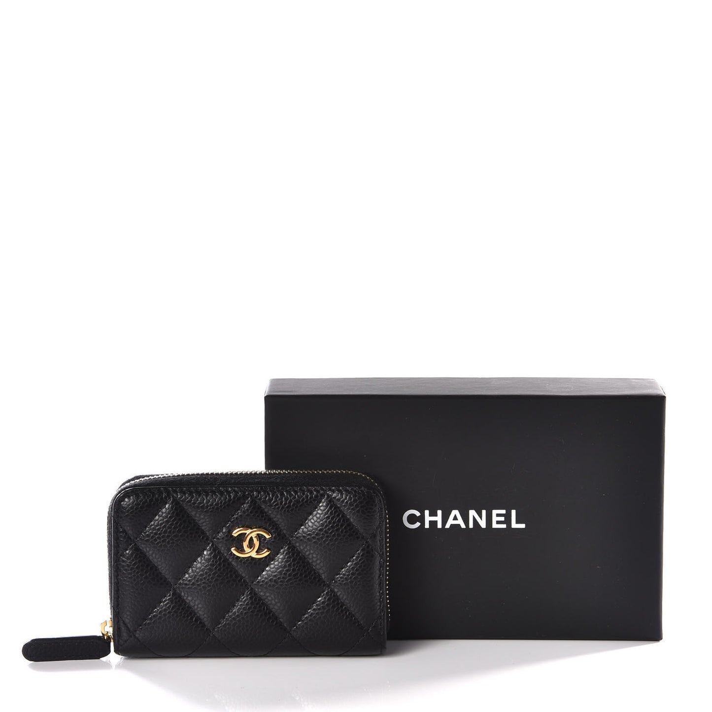 Caviar Quilted Zip Coin Purse Black