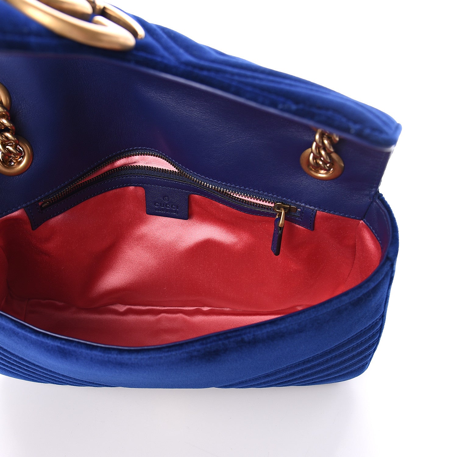 Gucci Velvet Matelasse Medium GG Marmont Shoulder Bag Cobalt Blue 4 of 8