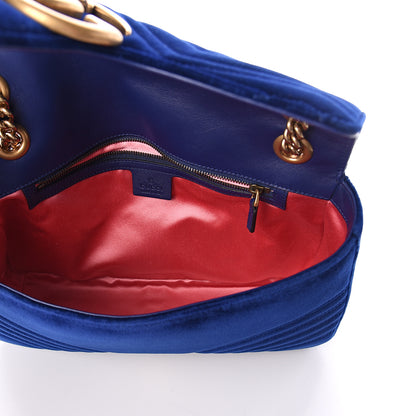 Gucci Velvet Matelasse Medium GG Marmont Shoulder Bag Cobalt Blue 4 of 8