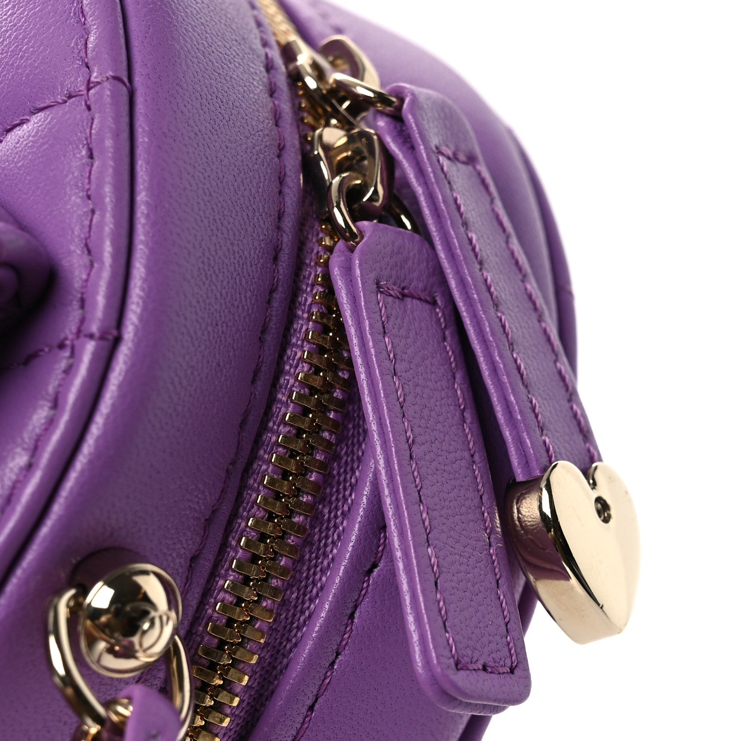 Chanel Lambskin Quilted CC In Love Heart Bag Purple 10 of 11