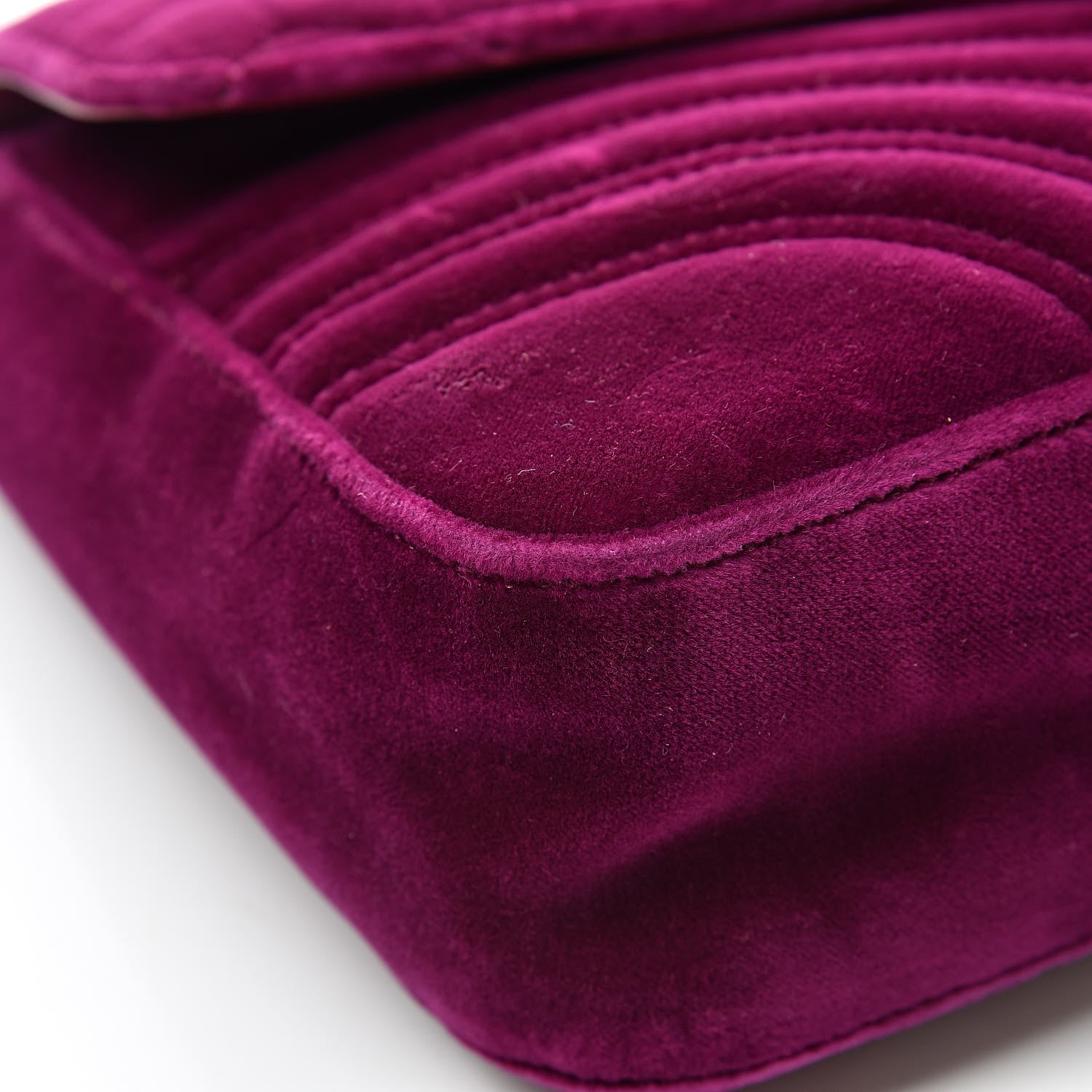 Gucci Velvet Matelasse Medium GG Marmont Shoulder Bag Fuchsia Violet Cyclamen 9 of 16