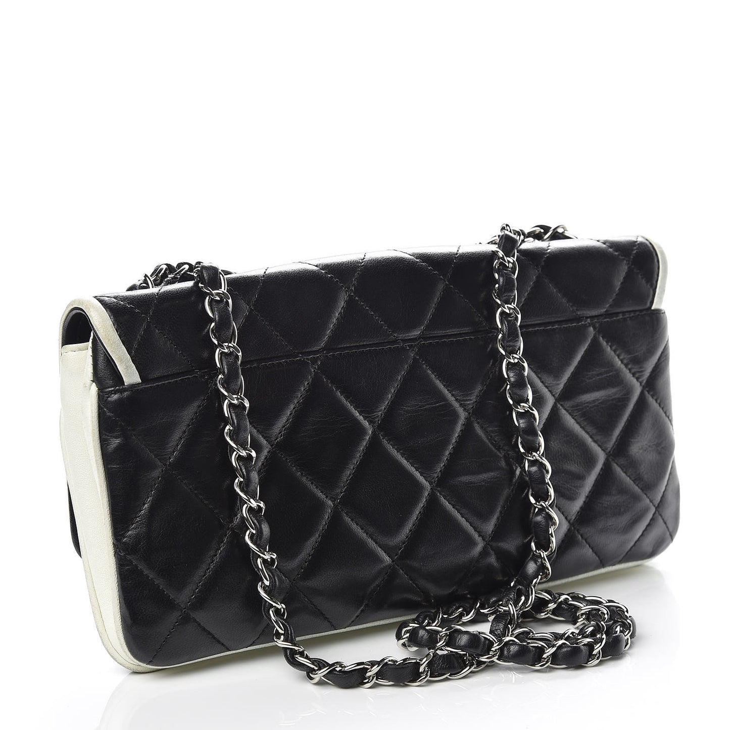 Lambskin Quilted Flap Black White