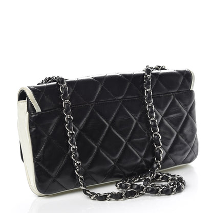 Chanel Lambskin Quilted Flap Black White 3 of 18