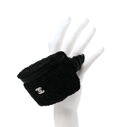 Chanel Tweed Lambskin Quilted Arm Coin Purse Black 2 of 9
