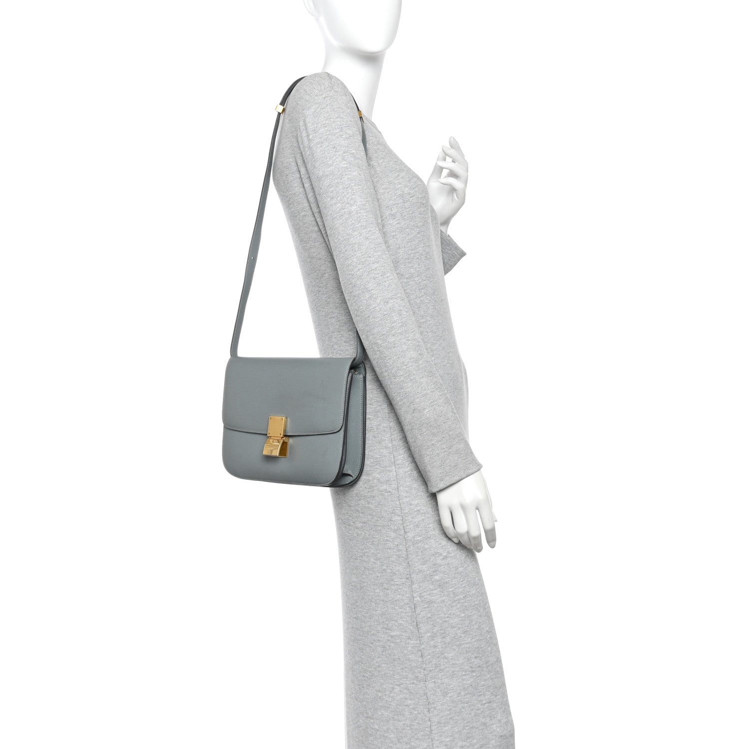 Celine Liege Calfskin Medium Classic Box Flap Bag Storm 2 of 13
