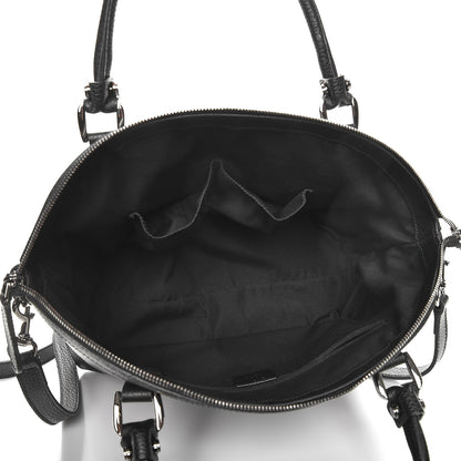 Gucci Pebbled Calfskin Medium GG Charm Dome Satchel Black 6 of 9