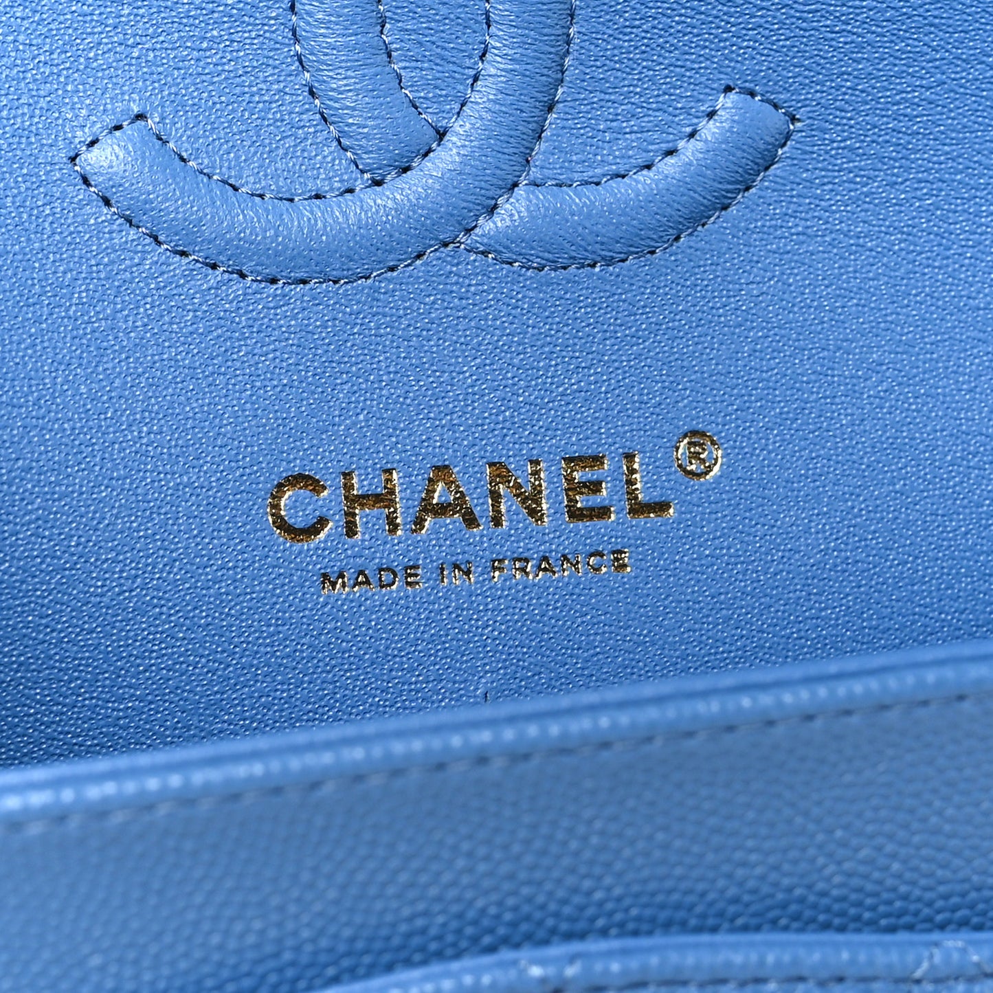 Caviar Quilted Small Double Flap Blue
