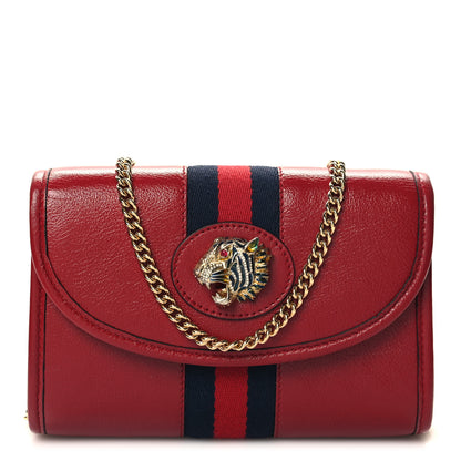 Gucci Textured Calfskin Web Mini Rajah Slim Flap Shoulder Bag Romantic Cherry 1 of 11
