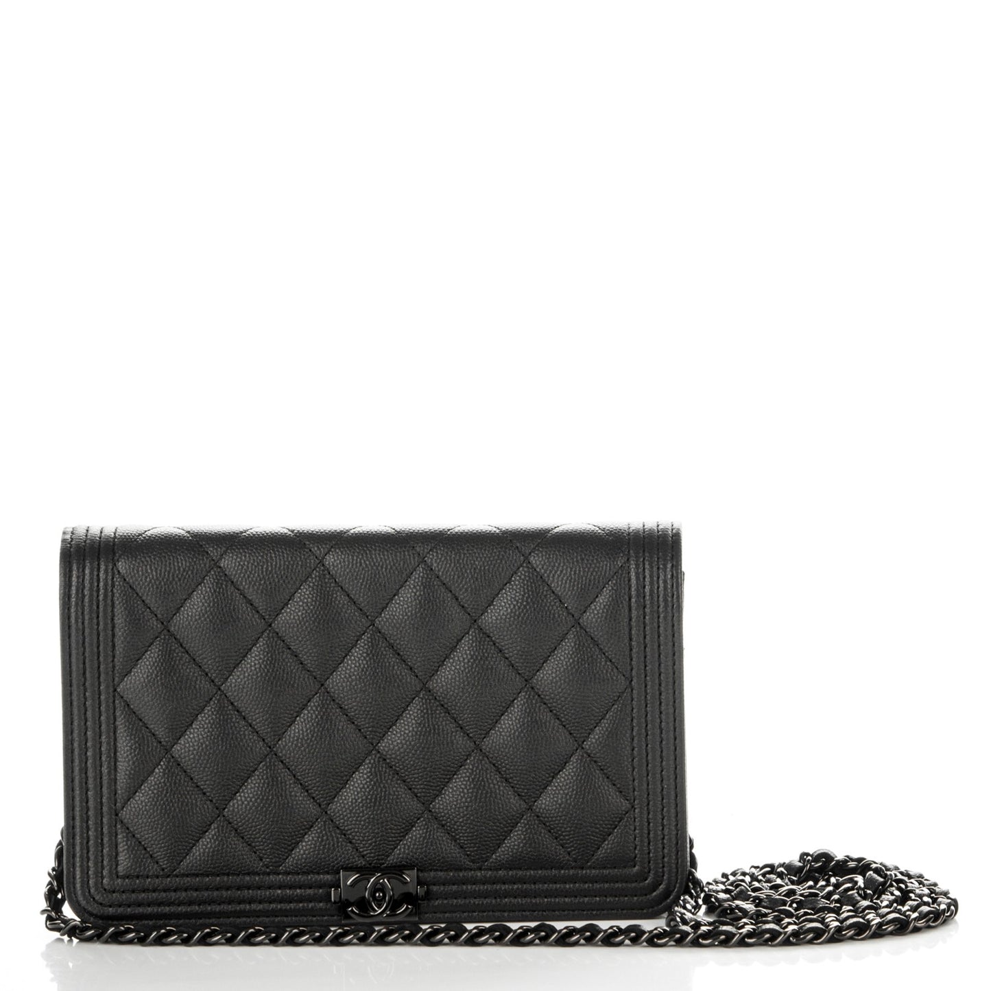 Caviar Quilted Boy Wallet On Chain WOC So Black