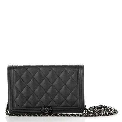 Chanel Caviar Quilted Boy Wallet On Chain WOC So Black 1 of 7