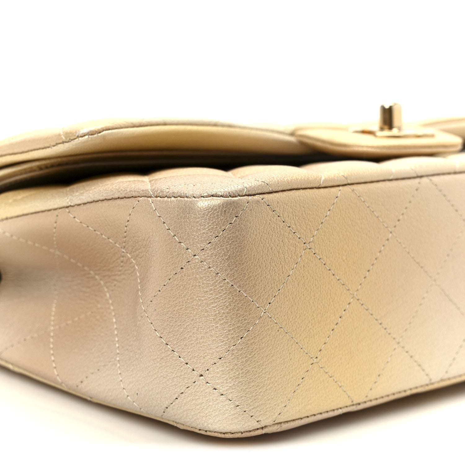 Chanel Metallic Goatskin Quilted Ombre Medium Double Flap Gold 10 of 11