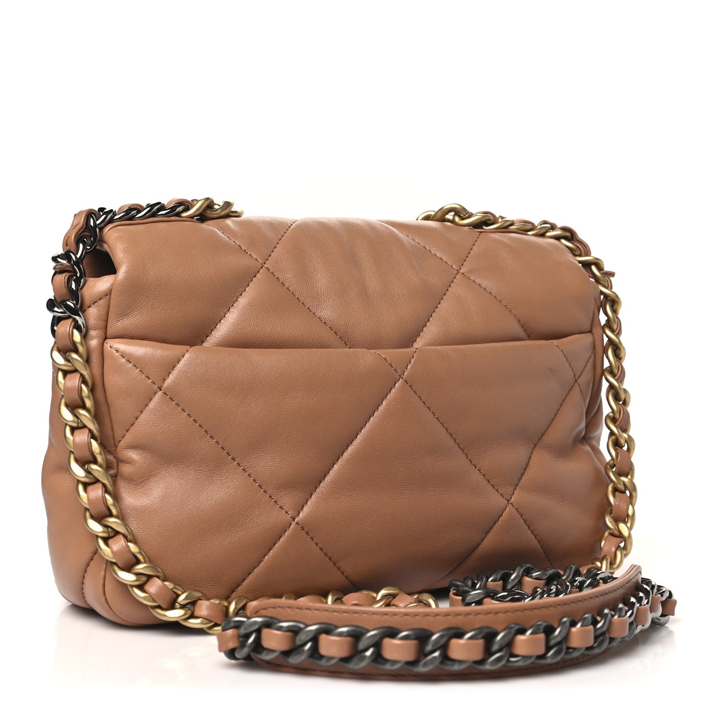 Lambskin Quilted Medium Chanel 19 Flap Brown