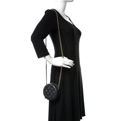 Chanel Iridescent Caviar Quilted Round Clutch With Chain Black 2 of 8