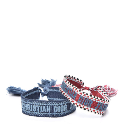 Christian Dior Woven Cotton J'Adior Friendship Bracelet Set Red Blue 1 of 3