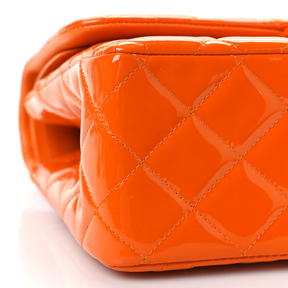 Chanel Patent Quilted Jumbo Double Flap Orange 8 of 10