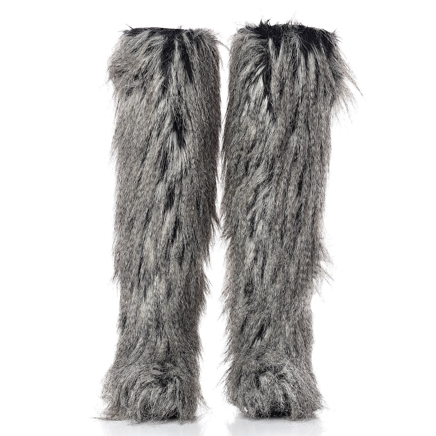 Chanel Fantasy Fur Icicle Heel Mukluks 39 Boots Gray 2 of 8