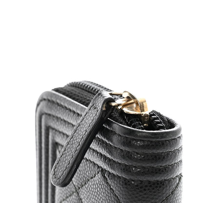 Chanel Caviar Quilted Boy Zip Around Coin Purse Wallet Black 8 of 9