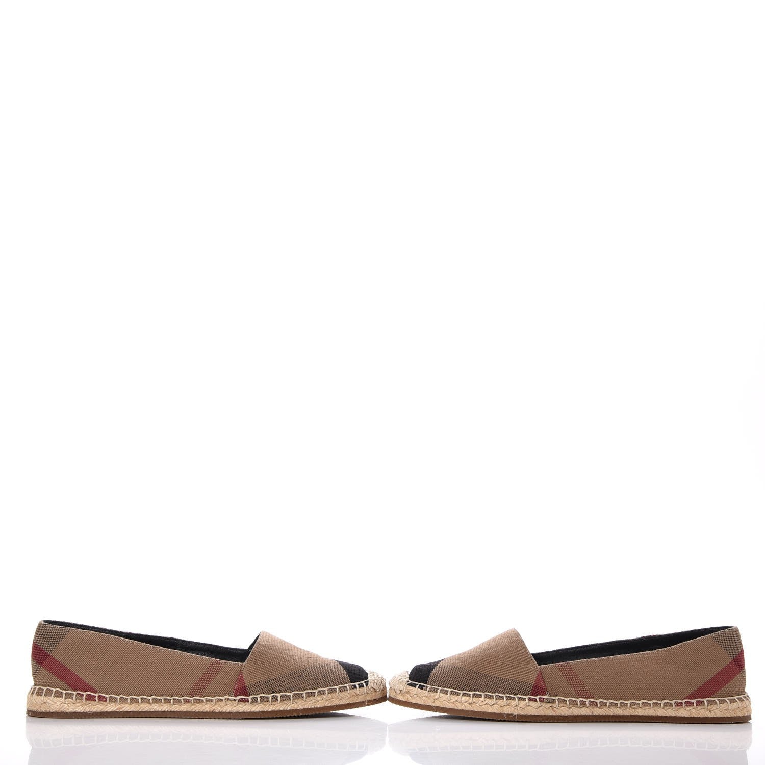 Burberry Canvas House Check Hodgeson Brit Espadrille Flats 39.5 Dark Tan 5 of 13