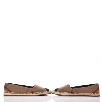 Burberry Canvas House Check Hodgeson Brit Espadrille Flats 39.5 Dark Tan 5 of 13